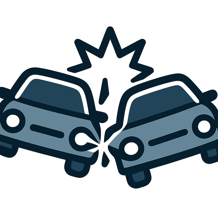 Two cars in a collision